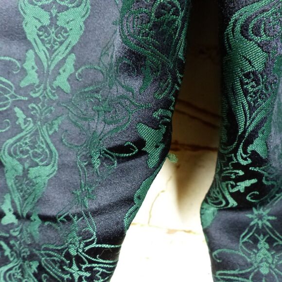 Y2K Lip Service Blacklist Pants Men 36x33 Black Green Brocade Jacquard Goth Rock - Picture 12 of 16